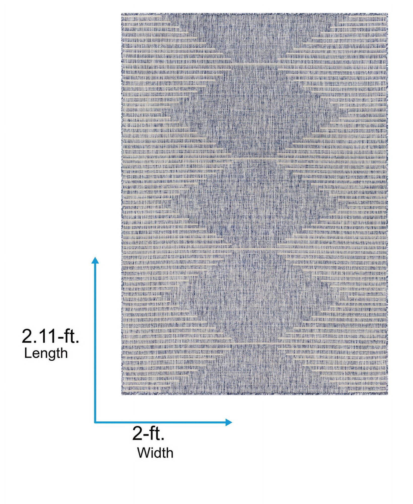 Livabliss Outdoor Rugs, 2x3 Eagean Global Navy Area Rug for Patio, Porch, Deck, Backyard, Waterproof Indoor Outdoor Carpet (2' x 2'11")