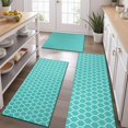 thumbnail image 2 of Turquoise Geometric Quatrefoil Pattern Kitchen Rugs Sets Of 3,Kitchen Runner Rugs Non Skid Washable,Decorative Kitchen Floor Mats for Kitchen,Sink,Laundry,17"x30"+ 17"x47" + 17"x59", 2 of 6