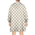 thumbnail image 2 of Beige and White Checkerboard Pattern Wearable Oversized Blanket,Wearable Blanket Hoodie for Adults,Cozy Hooded Blankets with Super Pockets,Super Warm Fuzzy Pullover for Women & Men, 2 of 6