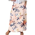 thumbnail image 2 of WXLWZYWL Women Flowy Maxi Skirt Floral Print Fall Casual Boho High Elatic Waist Loose Long Skirt with Pockets, 2 of 5