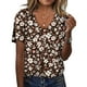 thumbnail image 1 of Top HOTYD de manga corta con cuello en V y estampado floral bohemio para mujer, 1 of 2