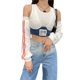 thumbnail image 1 of TRKIYQC 2022 nueva Y2K moda mujer Sexy sin mangas cuello redondo Rib Knit Patchwork Crop Tank Top con mangas de brazo a rayas TRKIYQC moderno, 1 of 9