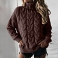 thumbnail image 5 of Fall Sweaters for Women Turtleneck Cable Knit Pullover Tops Fall Winter Soft Cozy High Neck Chunky Cable Knit Jumpers Long Sleeve Clothes, 5 of 5