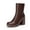 BROWN, variant on Women's Platform Ankle Boots Chunky High Heel Square Toe Gogo Booties Side Zipper Party Dress Shoes Comfortable