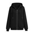 thumbnail image 4 of CONZONE Long Sleeve Hoodies For Women Drawstring Zipper Hooded Sweatshirts For Women Solid Color Cozy Fall Winter Womens Hoodies With Pocket, 4 of 4