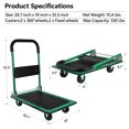 thumbnail image 2 of Foldable Push Cart Dolly, Moving Platform Hand Truck, Push Handle Flat Bed Wagon, Rolling Cart with Swivel Wheels, 330lb Weight Capacity, Foldable for Easy Storage, Green, 2 of 9