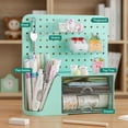 thumbnail image 4 of Vivin Desk Organizer, Small 2 Drawer Unit and Pen Holders, Multi-Purpose Pegboard organizer For Home Office, Mint gree, 4 of 7