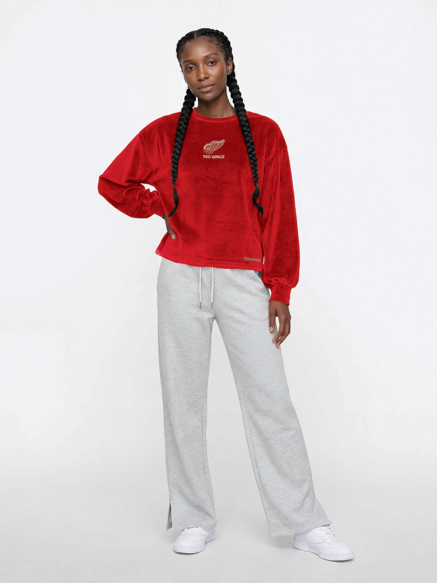 Detroit Red Wings Reebok Womens Crew Neck Pullover with Balloon Sleeves