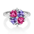 thumbnail image 2 of Gem Stone King 925 Sterling Silver Pink Created Sapphire and Blue Tanzanite Ring for Women (2.28 Cttw, Heart Shape 5MM, Gemstone September Birthstone, Size 6), 2 of 3