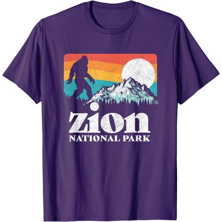Zion National Park Utah Bigfoot Mountains Unisex T-Shirt for Men Women Kids Toddler Purple Color Size L