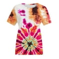 thumbnail image 4 of Gifts Usmixi Shirts for Women Loose Fit Fashion Comfy Breathable Pullover Tees Tops Summer Trendy Tie-Dye Print Short Sleeve Round Neck Ladies Blouses Hot Pink m, 4 of 5