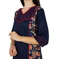 thumbnail image 6 of Bimba Womens Blue Kurta Straight Kurti Quarter Sleeves Indian Ethnic Tunic Long Boho Chic Blouse, 6 of 7