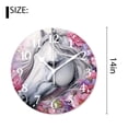 thumbnail image 2 of 14 Inch Wall Clock Battery Operated Silent Clock Decorative for Office, Kitchen, Outdoor, Living Room，Watercolor Unicorn White Horse in Flower Floral Print Beautiful, 2 of 4