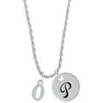 thumbnail image 1 of Delight Jewelry Silvertone Number - 0 - Silvertone Script Initial Disc - P - Charm Necklace, 20"+3", 1 of 4