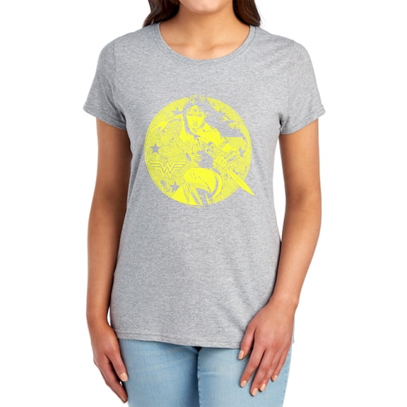 JLA Young Wonder Women's T Shirt, Athletic Heather, Medium