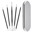 thumbnail image 1 of 5PCS Acne Tool Kit Stainless Steel Blackhead Tweezers Pimple Remover with Case, 1 of 10
