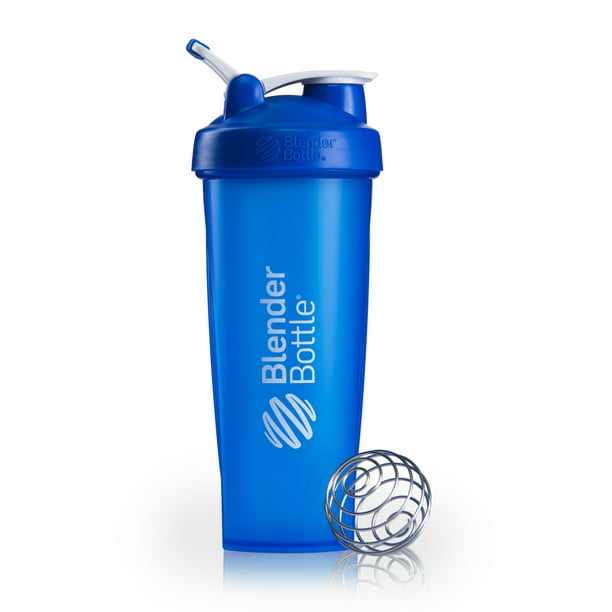 BlenderBottle 32oz Classic Shaker Cup with Wire Whisk Blender and Carrying Loop, Full Color Blue - Walmart.com
