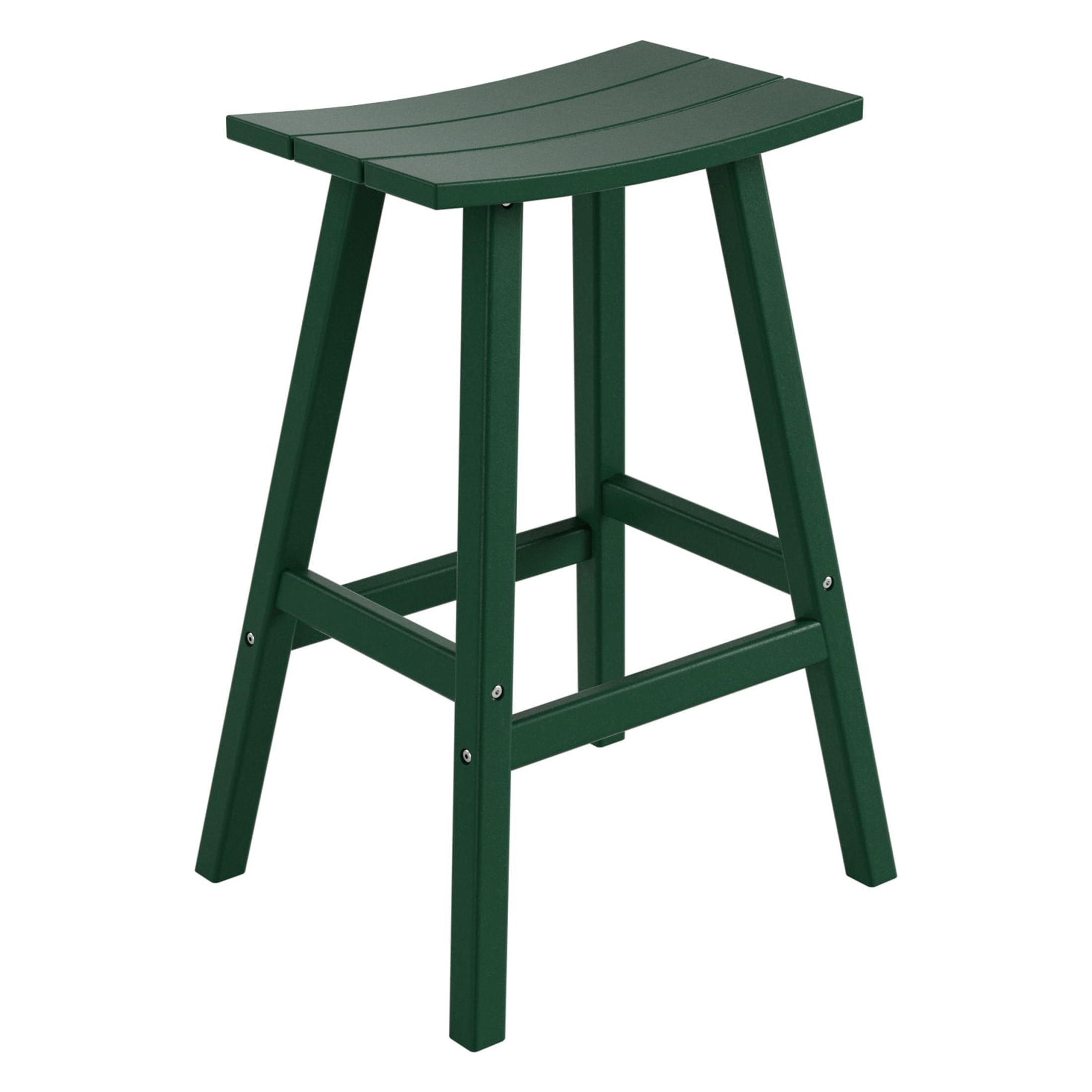 WestinTrends Malibu HDPE Outdoor Patio 29" Bar Stool Saddle Seat (Set of 2), Dark Green