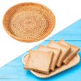 thumbnail image 4 of Bandeja de almacenamiento de mesa Mimbre Tejido Redondo Bocada De Fruta De Frutas Rattan Food Tray Organizer 22x4cm 22x4cm Magideal Bandeja de almacenamiento de mesa, 4 of 6
