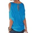 thumbnail image 3 of Uhndy Women'S Cold Shoulder Short Sleeve Casual Tunic Tops Loose Blouse Shirts, 3 of 3