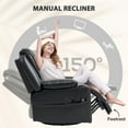 thumbnail image 4 of HOMCOM Vibration Massage Recliner Chair with Heat, Oversized Swivel Rocker, PU Manual Reclining Chair with Footrest, Remote, Pockets, Black, 4 of 9