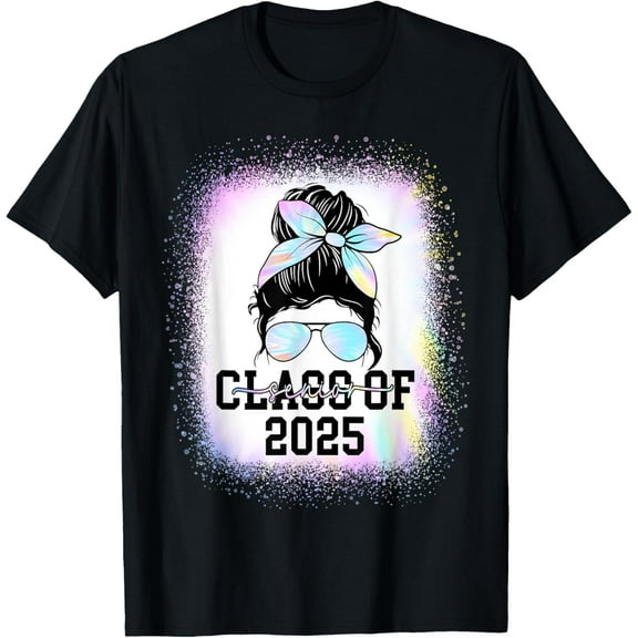 Class Of 2025 Messy Bun Senior 25 Graduation Graduate School T-ShirtMen and women can wear, black T-shirts, gifts. Age: M,L,XL 2XL, 3XL, 101XL