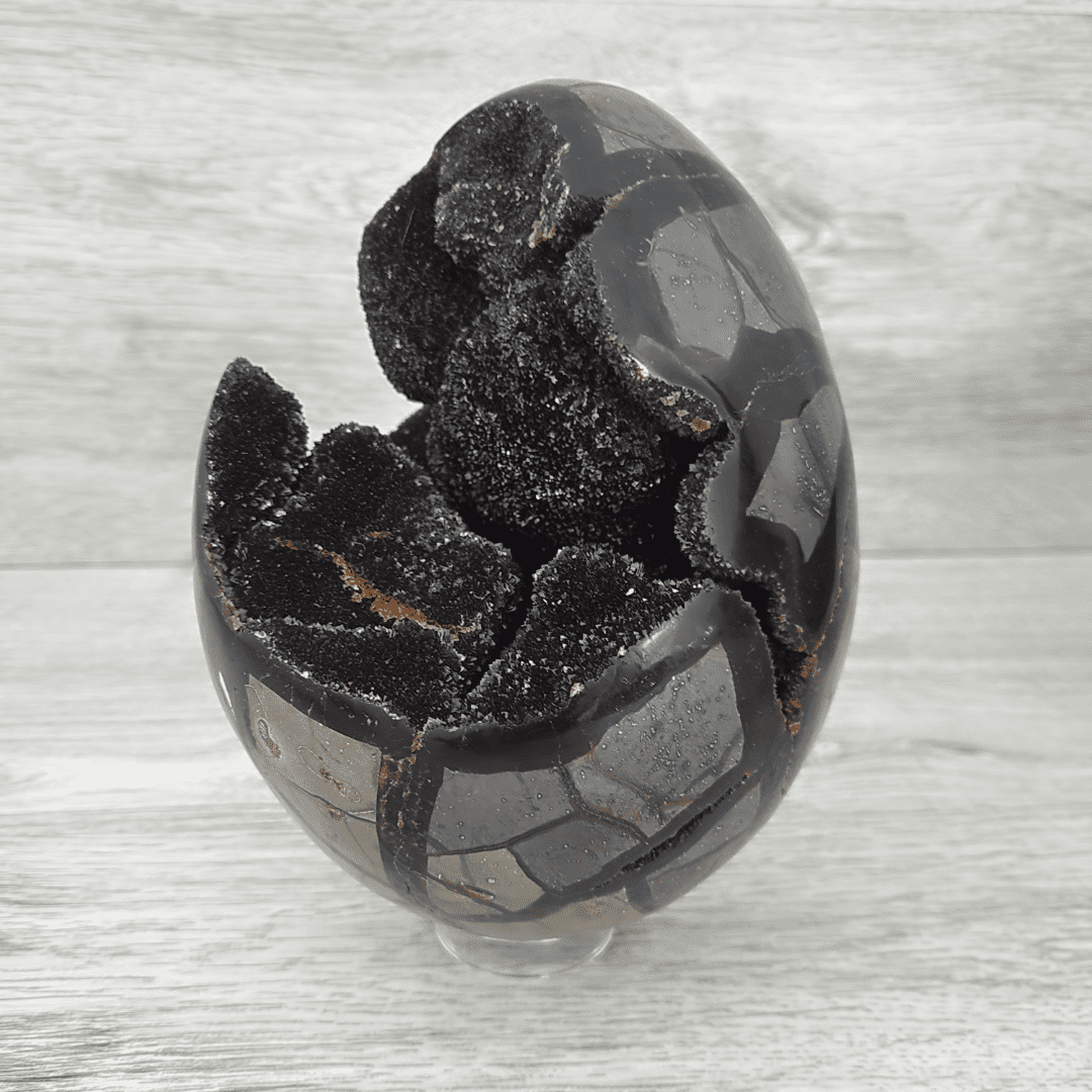 Crystal Joys Septarian Dragon Egg with Geode Center – 3" Polished Natural Stone Decor