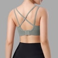 thumbnail image 4 of AJGRHE Women Petite Solid Bra High Strength Shockproof Sports Bra for Women Integrated Support Yoga Running Fitness Large Size L Green, 4 of 7