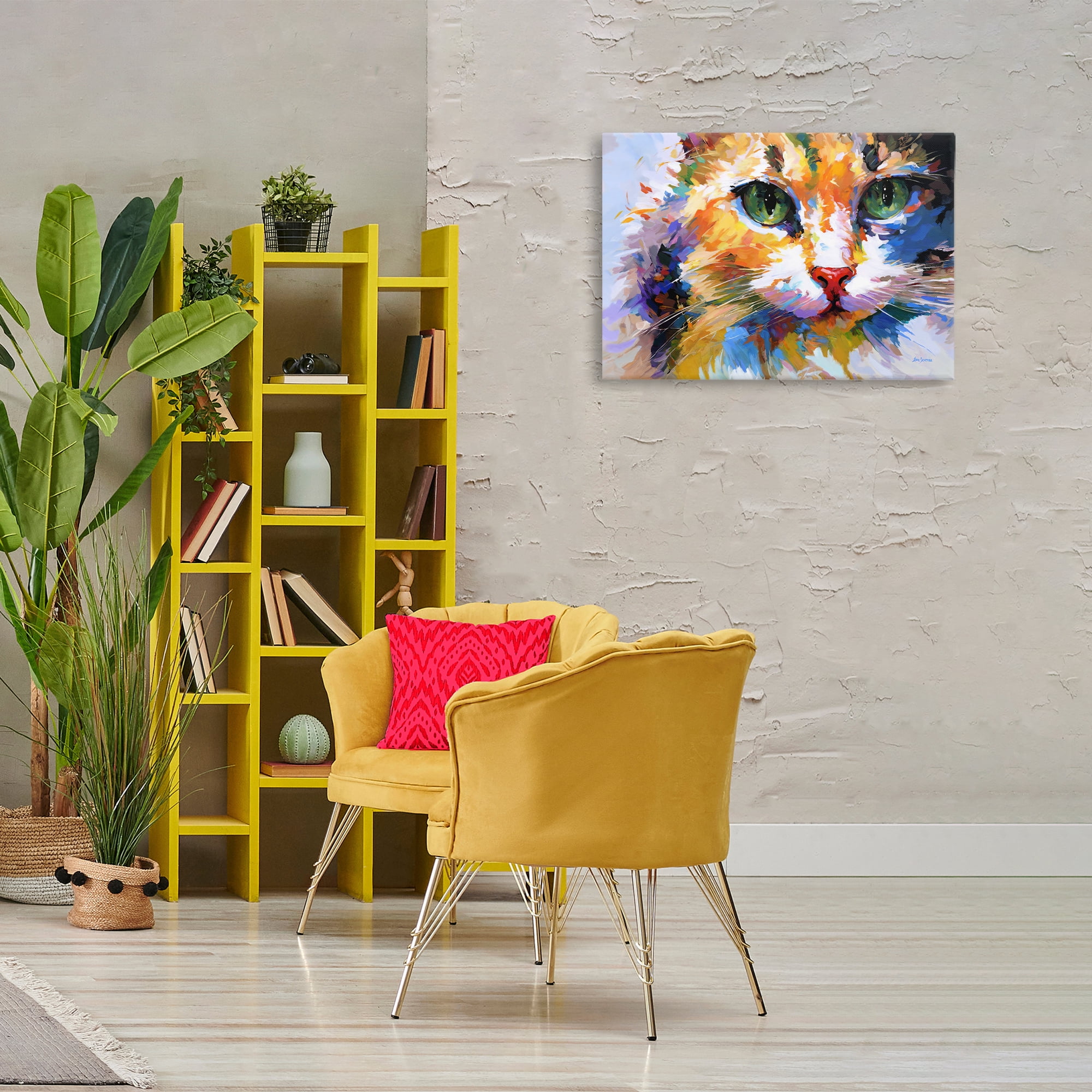 Stupell Industries Manx Cat Gaze Animals & Insects Painting Gallery Wrapped Canvas Art Print Wall Art, 30 x 20
