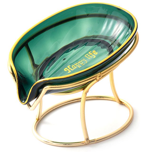 MesaSe Light Luxury Style Soap Holder Creative Leaf-shape Soap Dish Self-Draining Soap Rack Soap Tray Multifunctional Soap Storage Box for Shower Kitchen Bathroom Storage dark green
