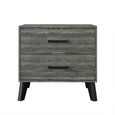 CraftPorch  Classic Style 2-Drawers Wooden Nightstand Dark Grey