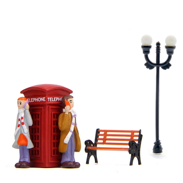 Set de decoración de jardín de resina para parejas telefónicas en cabina telefónica