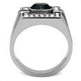 thumbnail image 3 of Mens Ring Silver Blue Stainless Steel Ring with Top Grade Synthetic Sapphire in Montana, 3 of 7