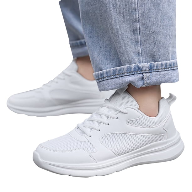 Baskets Femme Blanches Sans Lacets Légères – Sneakers Slip-On Confortables, Maille Respirante, Semelle Antidérapante, Style Casual Sport