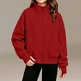 thumbnail image 3 of luawuai Girls Full Zip Sweatshirt Jacket with Pockets, Red, Size 13-14 Years, 3 of 6