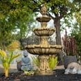 thumbnail image 6 of 58.3" 3-Tier Outdoor Freestanding Water Fountain - Classic Leaf Design, Beige Resin with Pump, 6 of 7