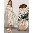 thumbnail image 2 of DARING DIVA Fall Floral Long Sleeve Chiffon Midi Dress XS White, 2 of 6
