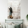 thumbnail image 4 of Western Tapestry, Traditional Rodeo Cowboy Hat and Cowgirl Boots Retro Grunge Background Art Photo, Wall Hanging for Bedroom Living Room Dorm Decor, 60W X 80L Inches, Brown Black, by Ambesonne, 4 of 5