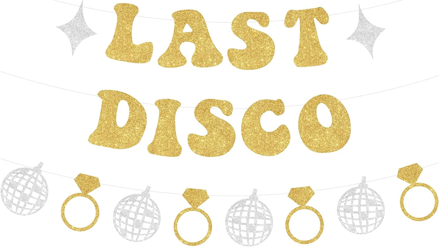 Gold Glitter Last Disco Banner Garland for Space Disco Cowgirl Western Bachelorette Party