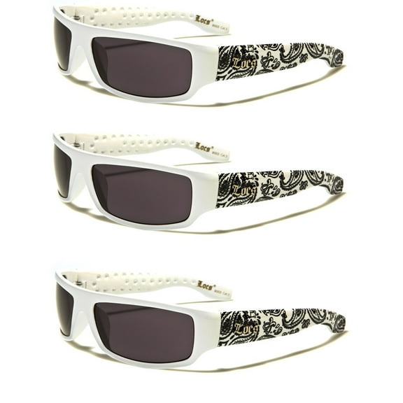 LOCS 3 Pair Deal 9003 Locs 3 White w/ Black BANDANA Smaller adult size  Shades FREE SHIPPING