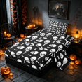 thumbnail image 2 of Homewish Happy Halloween Twin Sheets, Gothic Skull Bone Bedding, Black White, 3 Pieces (1 Flat Sheet, 1 Fitted Sheet and 1 Pillowcase), 2 of 6
