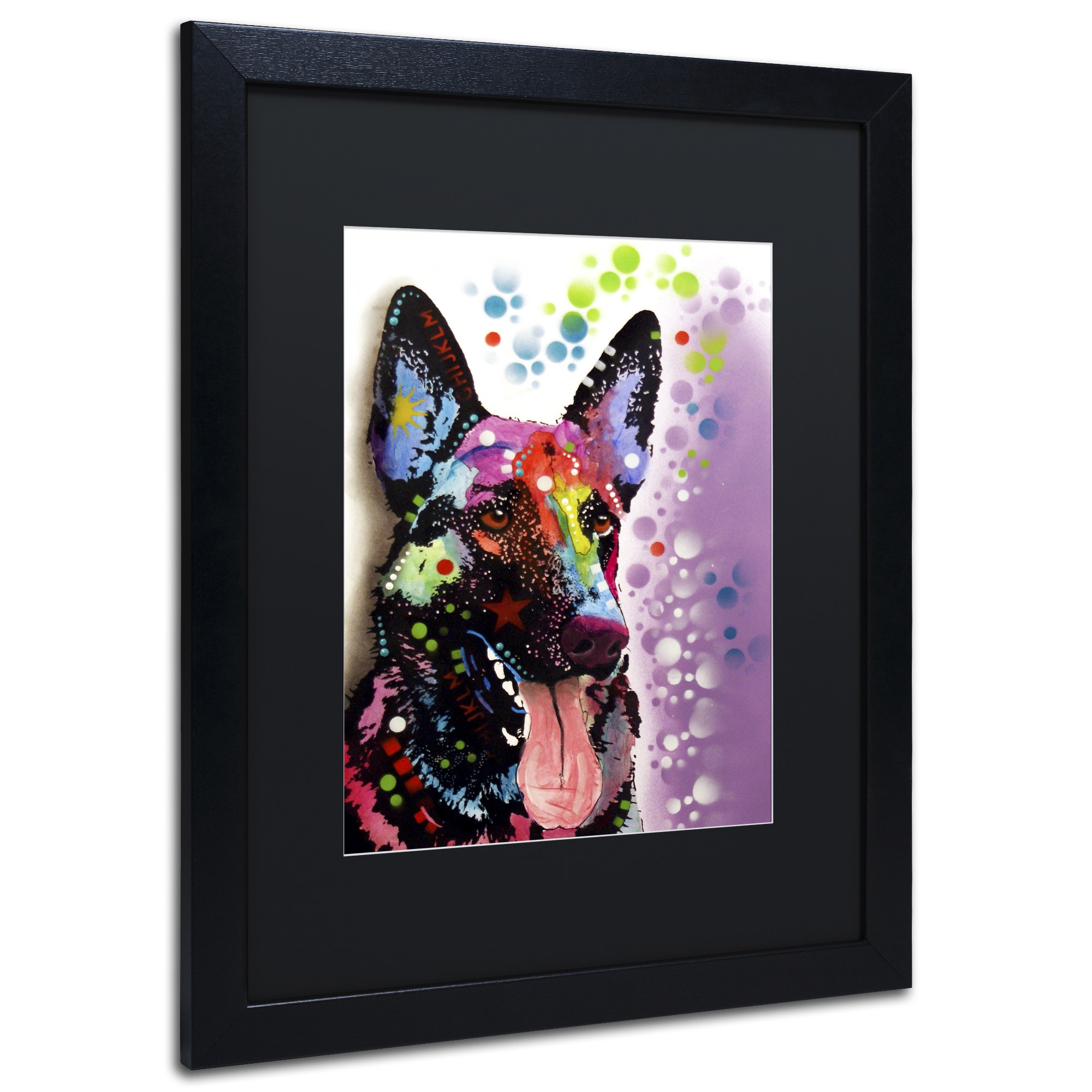 Trademark Fine Art "German Shepherd II" Canvas Art by Dean Russo, Black Matte, Black Frame
