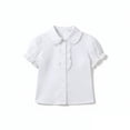 thumbnail image 4 of WhouRiu Girls Back To School Blouses Short Sleeve Solid Color Button Down Shirts Kids Comfortable Cute Casual Summer Ruffle Shirts,170, 4 of 4