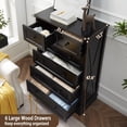 thumbnail image 2 of Farmhouse 6 Drawers Dresser Chests for Bedroom, Tall Retro Black 6 Chest of Drawers, Wood Dressers Organizer for Closet, Modern Storage Organizer Cabinet for Bedroom,Living Room,Hallway & Entryway, 2 of 13
