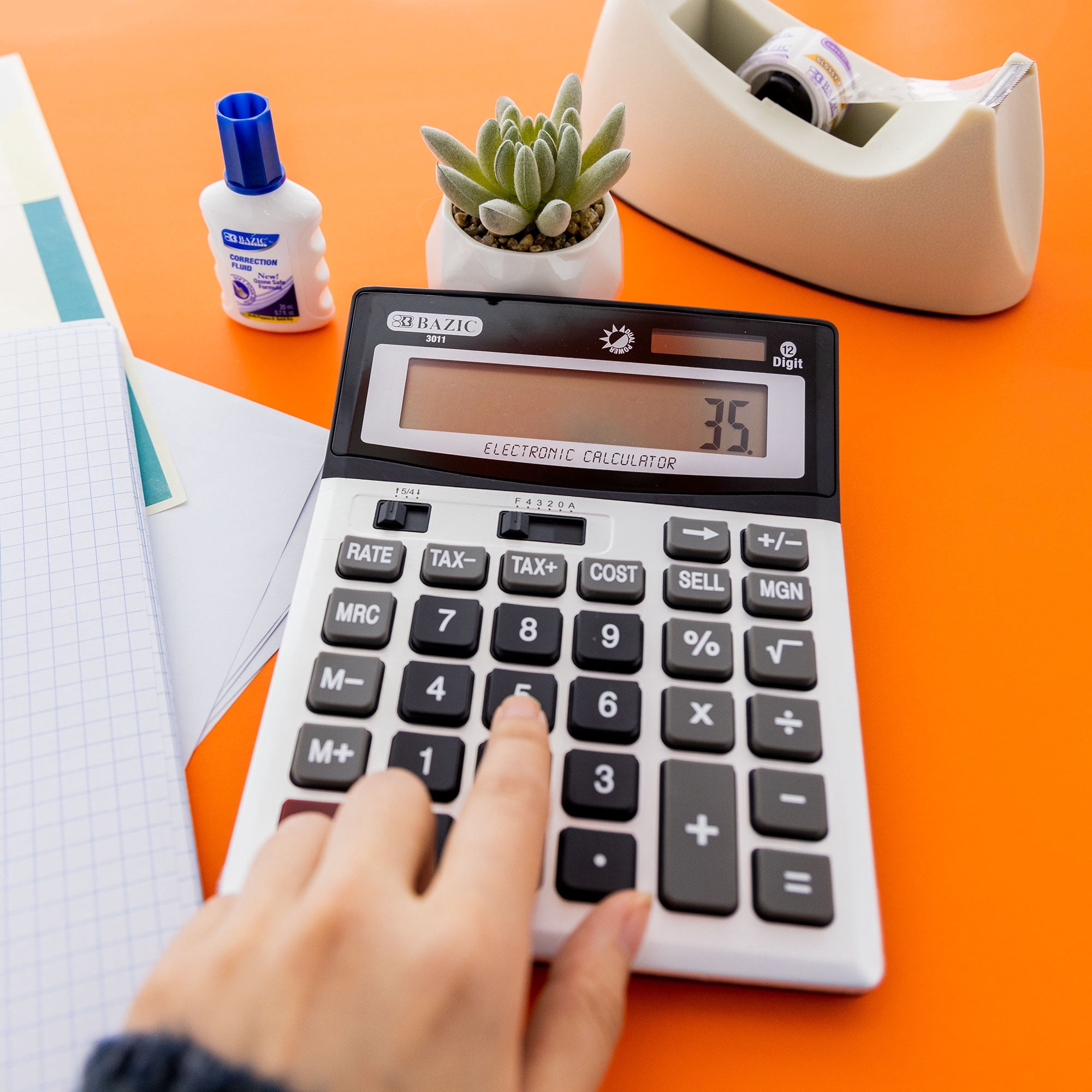 BAZIC Desktop Calculator 12-Digit Profit Calculation & Tax Functions, 1-Pack