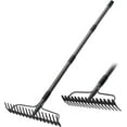 thumbnail image 1 of shiyou-Rake, 17 Tines, 49 Inch Long 17 Inch Wide Heavy Duty Garden Rake Thatch Leaf Rakes for Raking Leaf Loosening Soil Gathering Mulch Leveling Rocks, Rustproof Metal Bow Rakes for Leaves Grass, 1 of 4