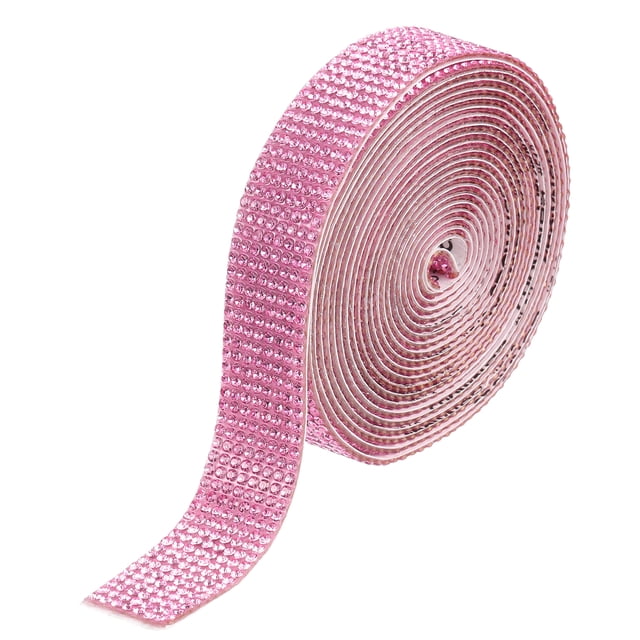 Tiras de strass autoadhesivas Uxcell, cinta de strass de cristal de 3 yardas, envoltura de pegatinas de diamante brillante, rosa claro