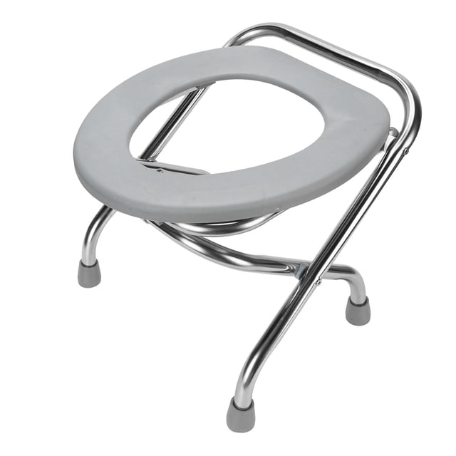 Folding Commode Chair for Adults, Stainless Steel Non Slip Commode Toilet , Ergonomic Design with Safety Base, for Travel, PE Plastic + Stainless Steel