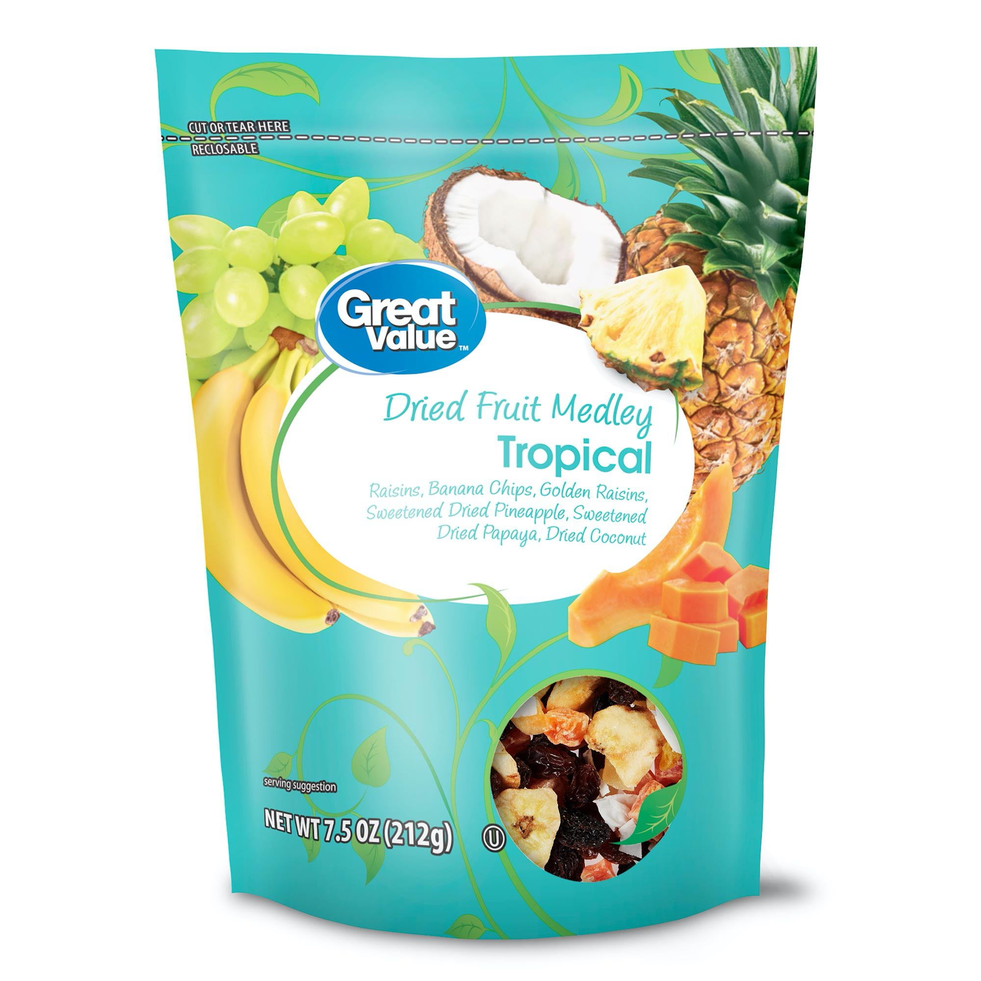 Great Value Dried Fruit Medley, Tropical, 7.5 oz
