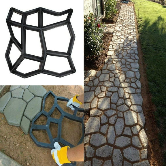 Reusable Concrete Path Maker Molds Pathmate Stone Moldings Stepping Stone Paver Yard Patio Lawn Garden DIY Walkway Pavement Paving Moulds (Irregular)